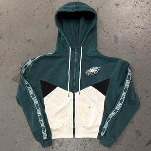 Womens Cropped Philadelphia Eagles Zip Up Hoodie SZ M
